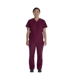 Vital Threads Unisex V-Neck Scrub Sets - Wine