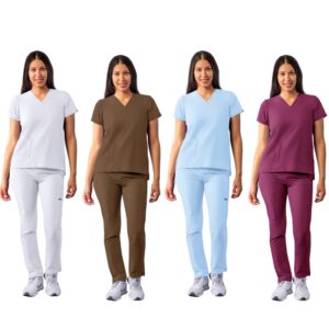 Adar - Women's Modern V-Neck Top  &  Skinny Leg Cargo Pant / A6008/A6104